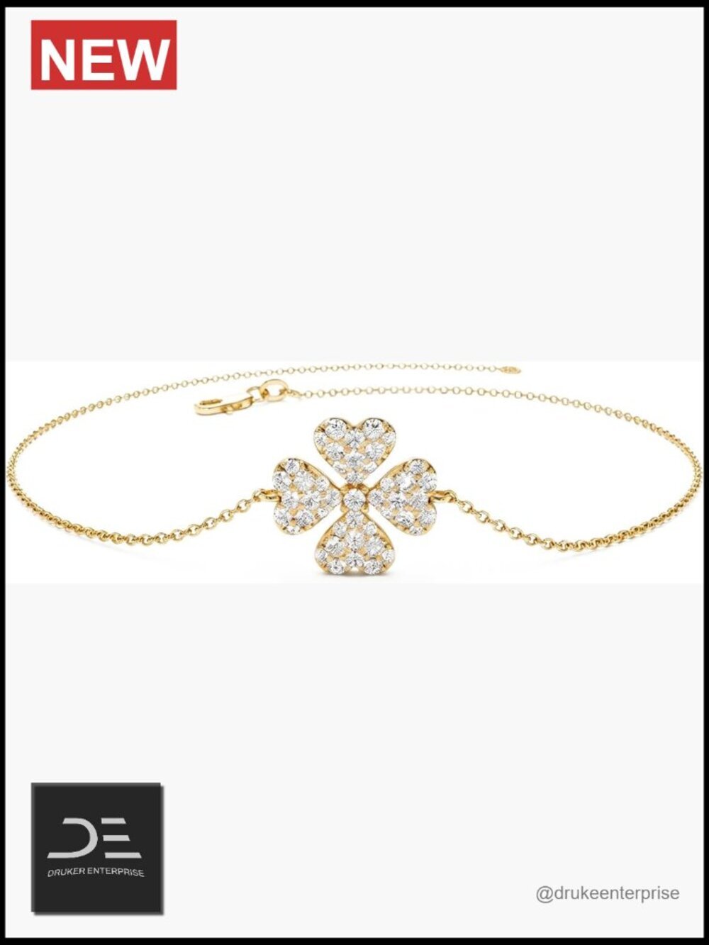 14k Gold Filled Clover Bracelet Stackable Dainty Link Chain CZ